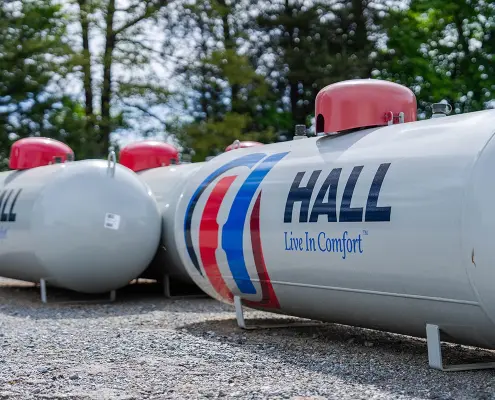 propane tanks with Hall logo