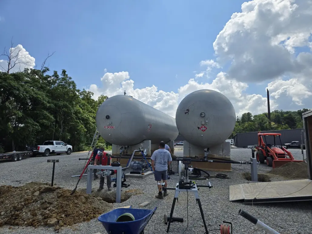 Hall Propane crews piping out the bulk plant at the Wytheville location