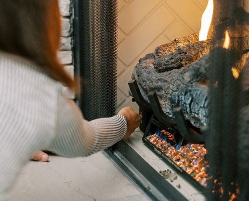 Residential Hall customer lighting their propane fireplace