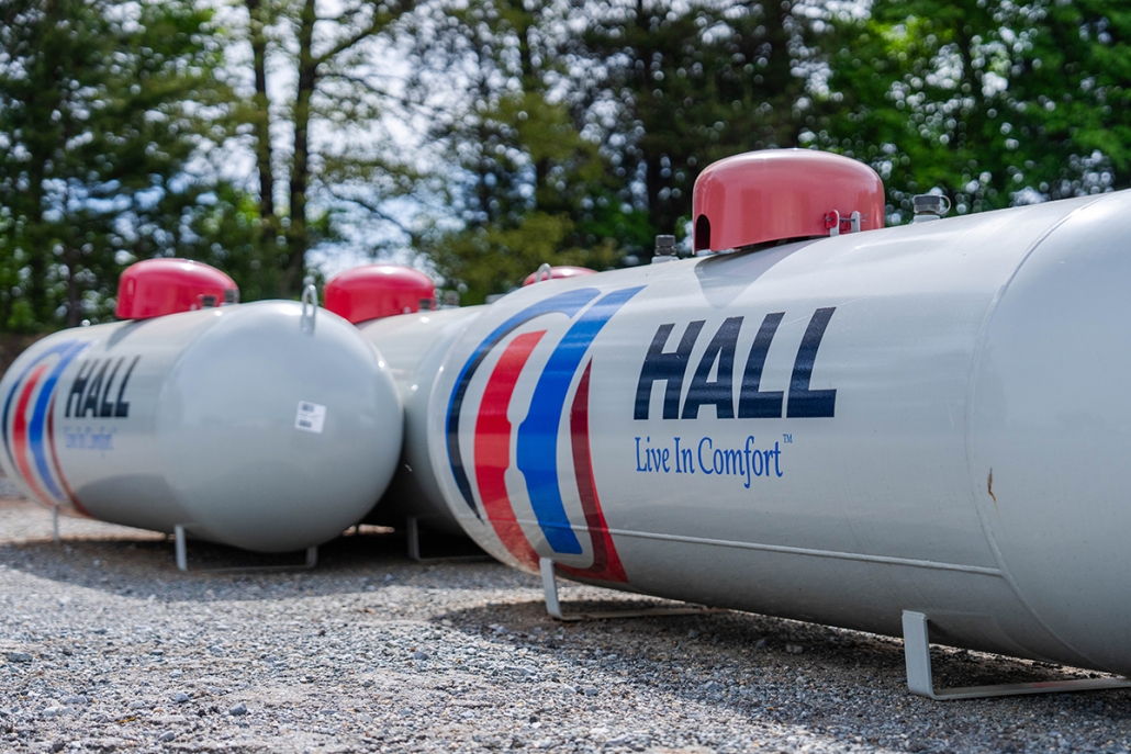 propane tanks with Hall logo