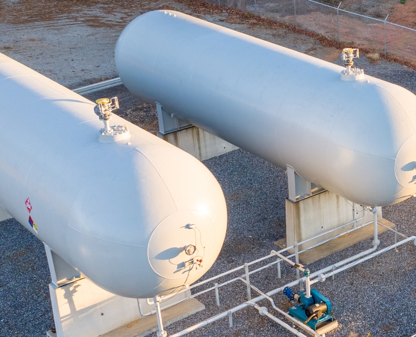 Large commercial propane tanks