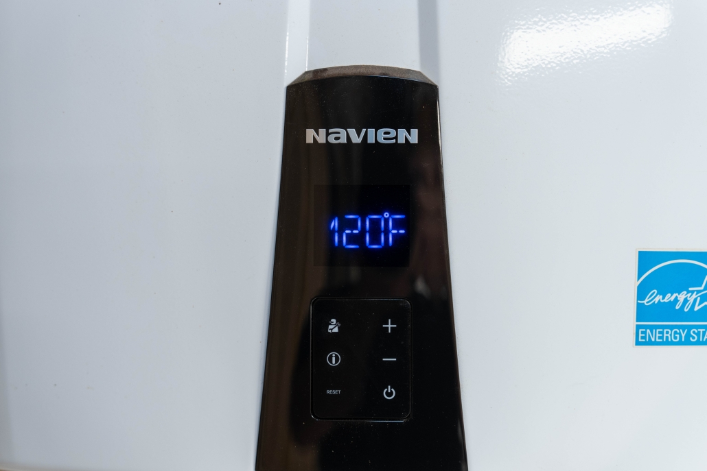 Tankless water heater by Navien close up